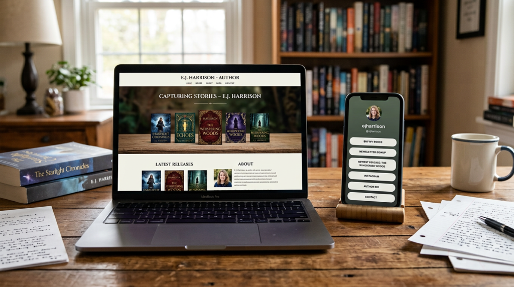 Author platform comparison concept showing author website versus link hub for a blog about author website vs Linktree